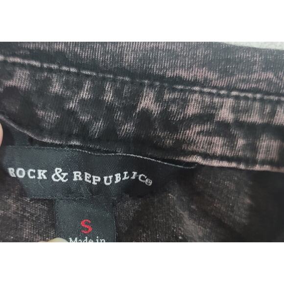 Rock & Republic Purple Button Up Sleeveless Cut Out Back Shirt Small Pockets - Picture 5 of 6